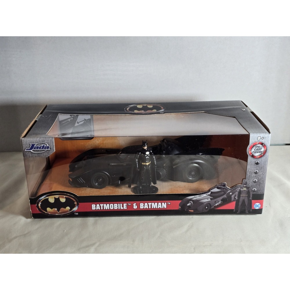 Batmobile and Batman Die Cast Action Figure Jada Collectible Vehicle Display DCโ